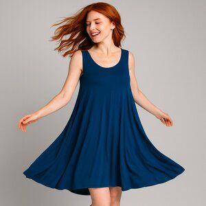 Alexander + David Large Aqua Blue Sleeveless Swing Tank Dress Casual Y2K Layers